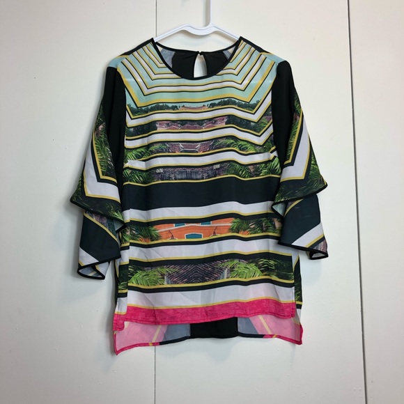 Clover Canyon Butterfly Sleeve Abstract Top - Picture 1 of 8